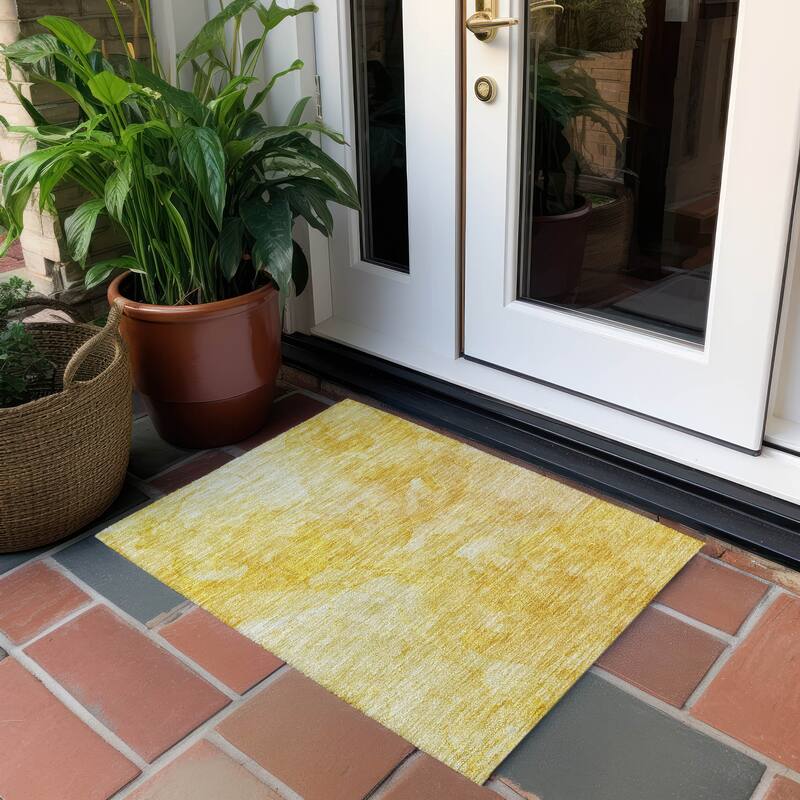 Machine Washable Indoor/ Outdoor Chantille Abstract Watercolor Rug