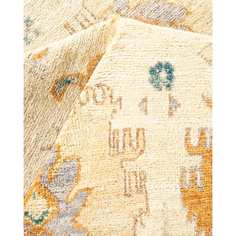 Overton Hand Knotted Wool Vintage Inspired Modern Contemporary Eclectic Ivory Area Rug - 6 x 9