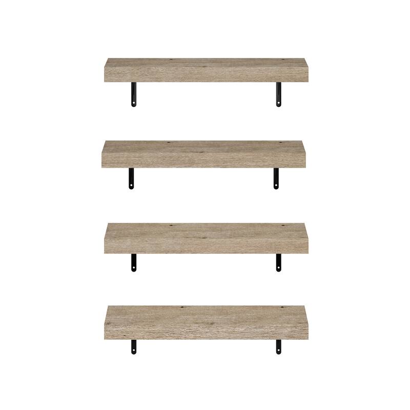 Furinno Tanna 22-Inch Wall Mounted Floating Display Shelves, Natural, Set of 4