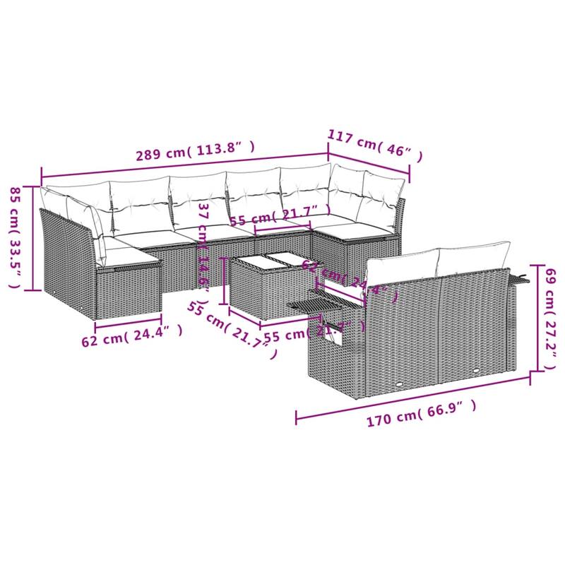 vidaXL Garden Sofa Set Black