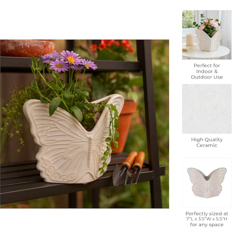 Butterfly Ceramic Planter for Indoor or Outdoor Decor