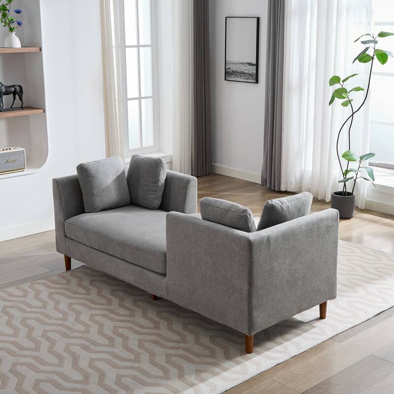 77.95'' Wide Modern Double-Sided Upholstered Chaise Lounge Indoor,Chenille Fabric Sleeper Sofa Couch With 4 Throw Pillows