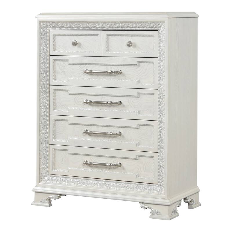 Furniture of America Fornan Traditional Cream White Solid Wood 5-Drawer Chest
