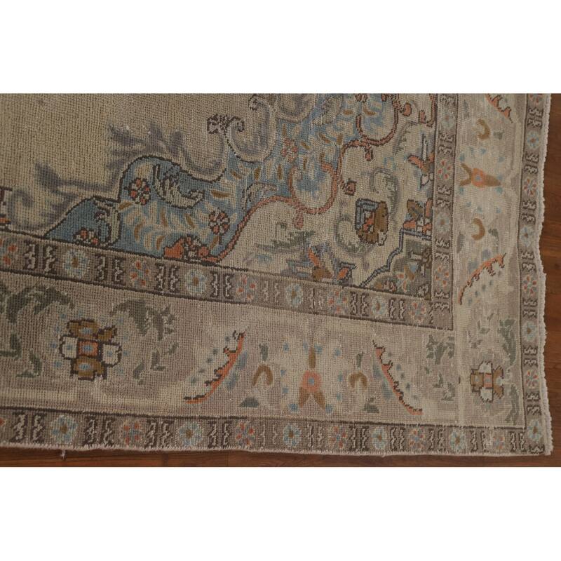 Vintage Medallion Distressed Tabriz Persian Rug Handmade Wool Carpet - 6'6" x 9'6"