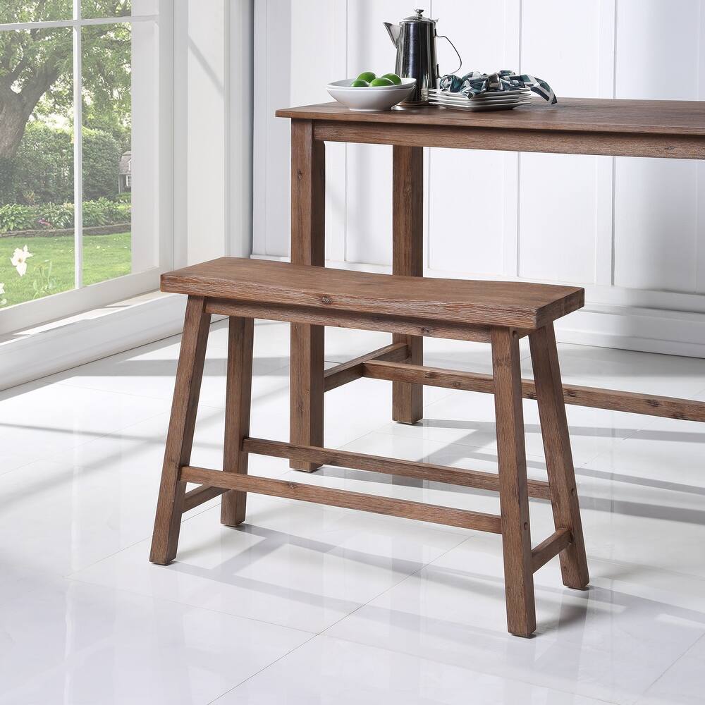 Sonoma Wood Saddle Dining Bench