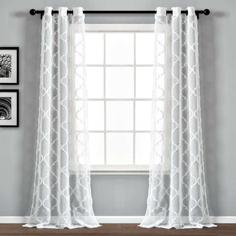 Lush Decor Avon Trellis Grommet Sheer Window Curtain Panel Pair