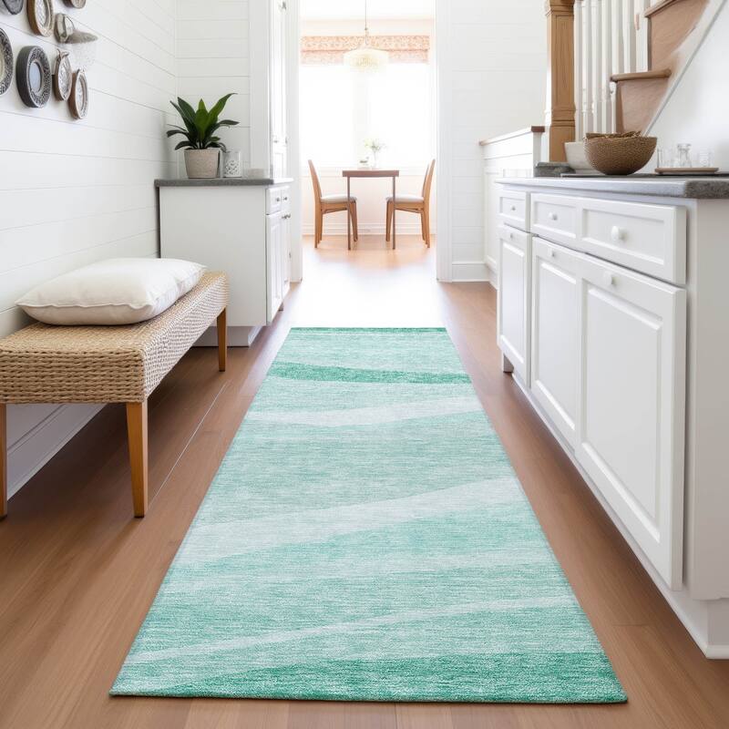 Premium Washable Super Soft Casual Contemporary Mayfield Rug - Aqua - 2'3" x 7'6"