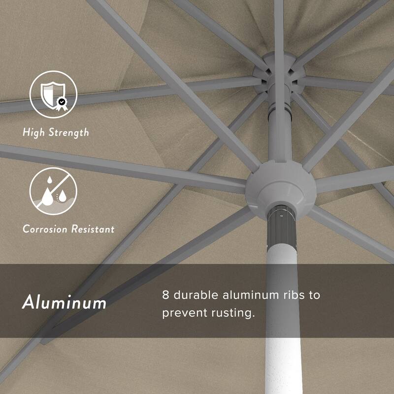 California Umbrella 11' Rd. Aluminum Market Umbrella, Crank Lift, Collar Tilt, Dbl Wind Vent, White Finish, Olefin Fabric