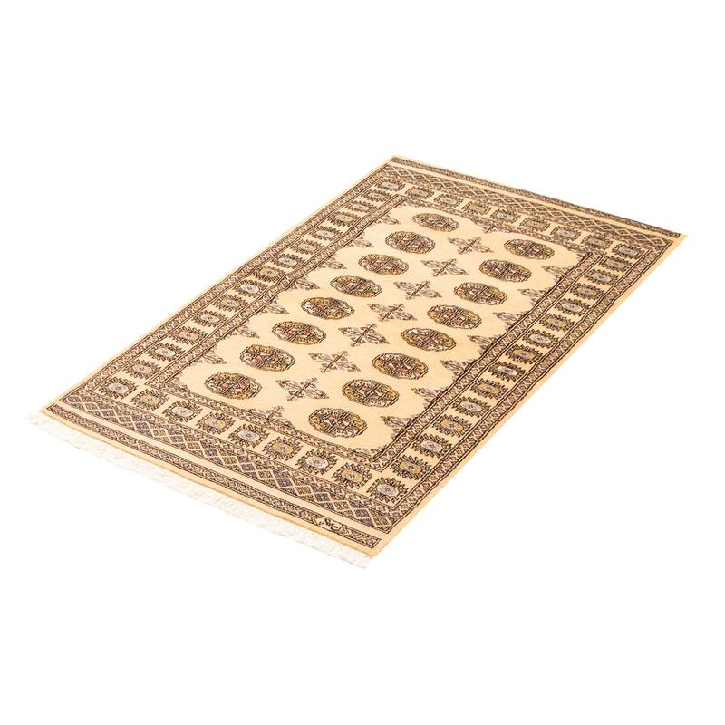 ECARPETGALLERY Hand-knotted Peshawar Bokhara Beige Wool Rug - 3'2 x 5'6