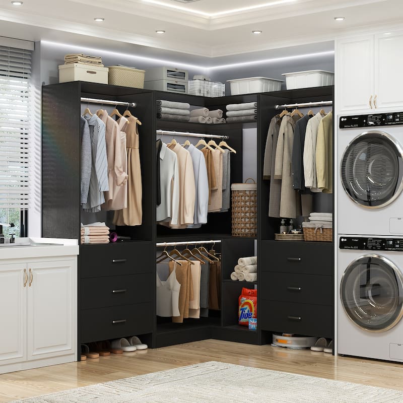Cimly Set of 3 Freestanding Corner Closet System, Space-saving Closet Organizer for Walk-in/ Reach-in Closet