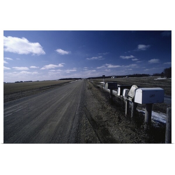 "Country mailboxes by road, Saskatchewan, Canada" Poster Print