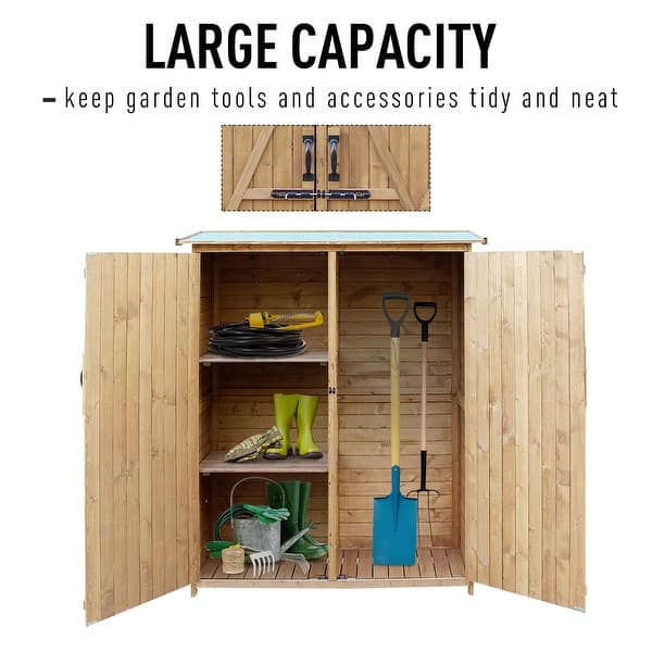 Shop Outsunny Fir Wood Storage Shed Waterproof Outdoor Tool