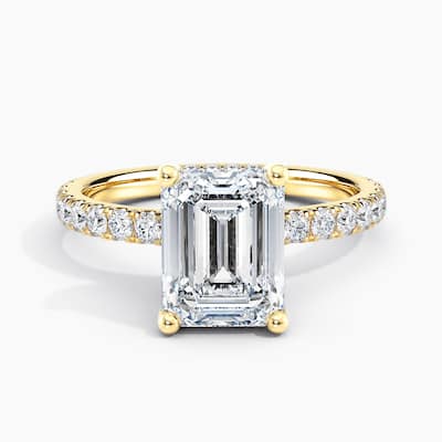 Auriya 14k-Yellow Gold Lab Grown Emerald Hidden-Halo Diamond Engagement Ring 0.80 to 5.30 ct. tw. (F-G VS)