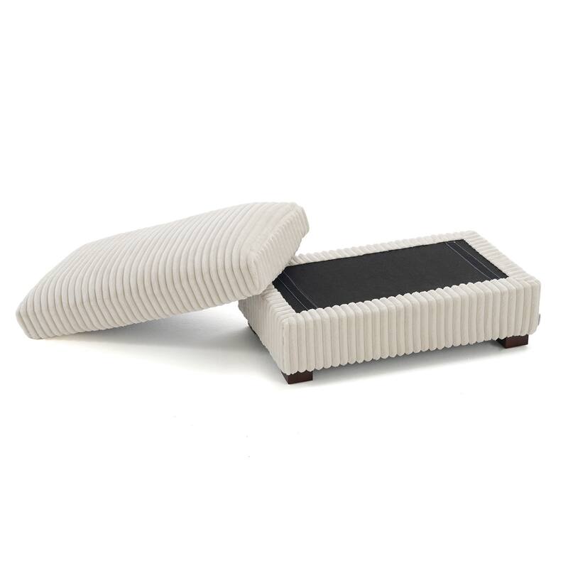 40"W Cotton Flannel Modular Sectional Ottoman