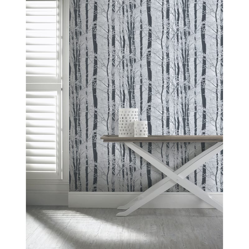 Arthouse Frosted Silver Winter Grove Wallpaper