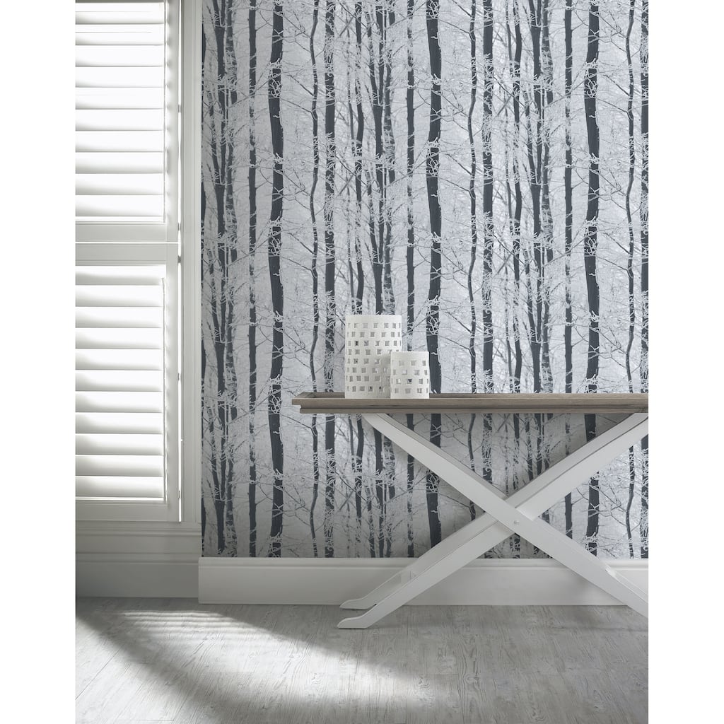 Arthouse Frosted Silver Winter Grove Wallpaper