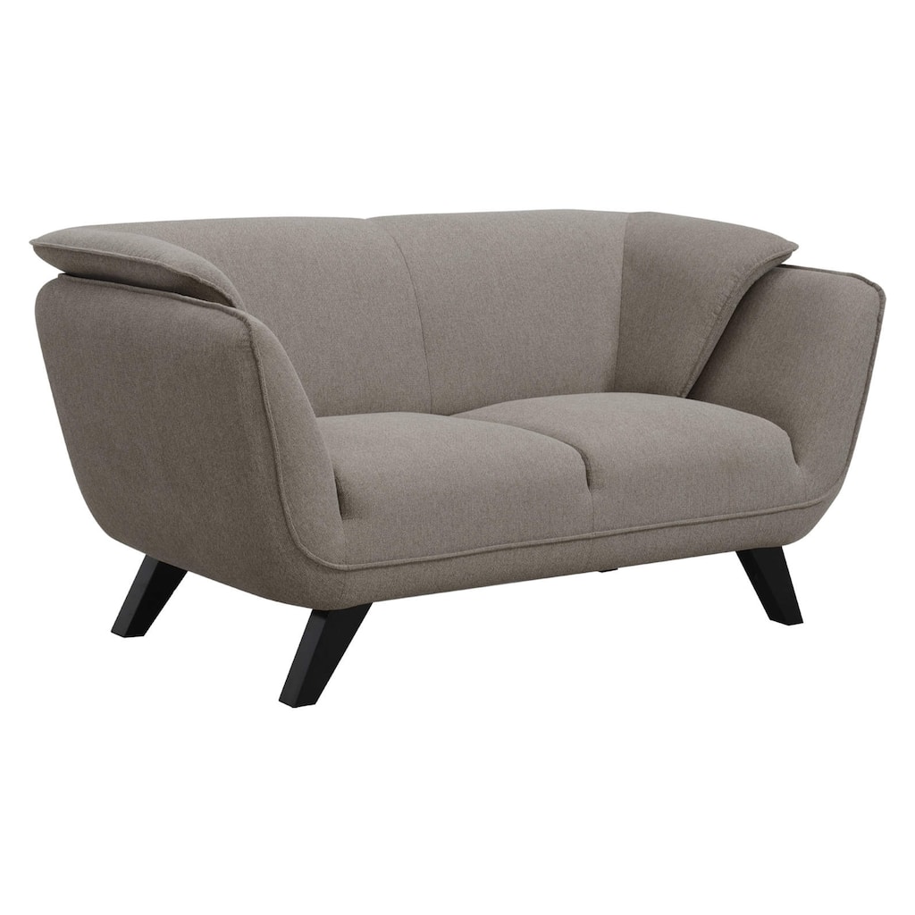 Naeli 65 Inch Loveseat, Compact Modern Design, Plush Brown Linen Upholstery