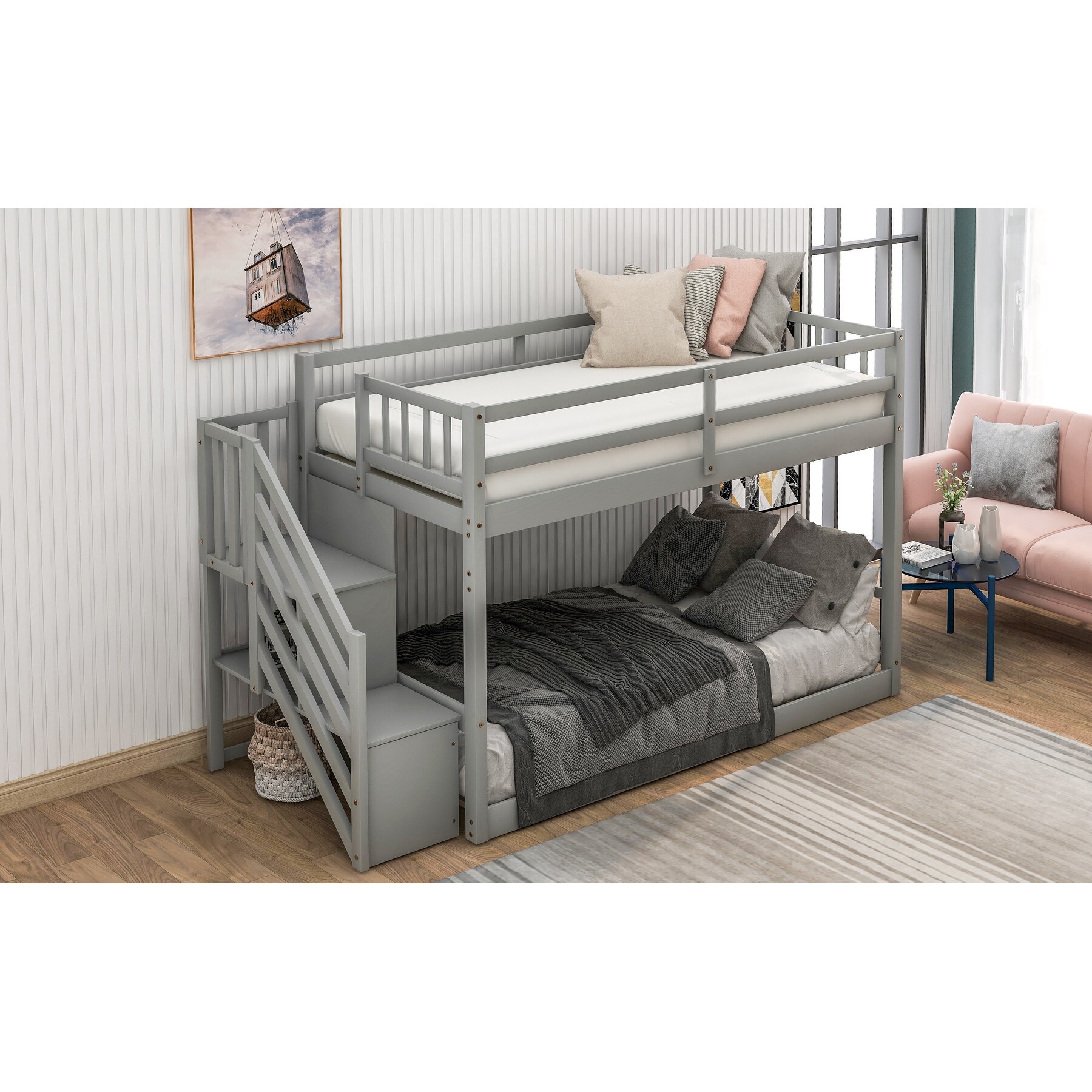 Twin floor bunk bed on sale