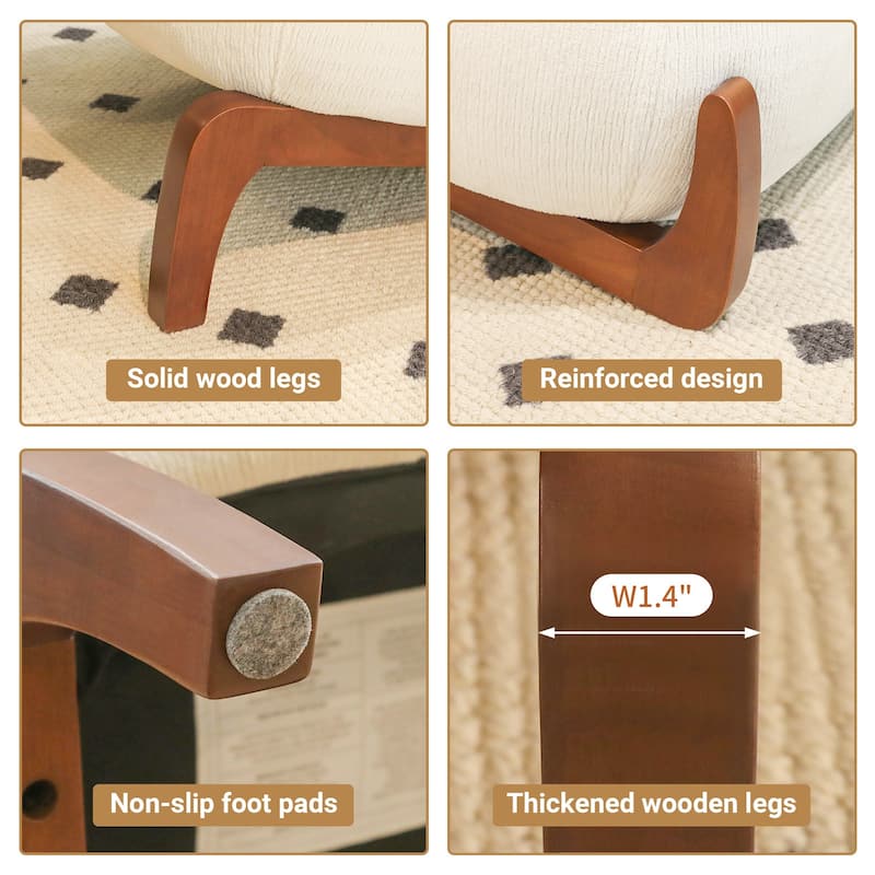 Cute Accent Chair with Solid Wood Legs, Velvet Living Room Chair with Soft Cushion, Cozy Bedroom Chair