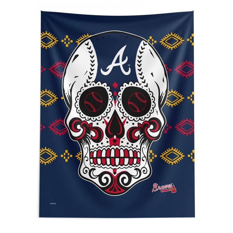 MLB Candy Skull Printed Wall Hanging - 50" x 60" - Atlanta Braves