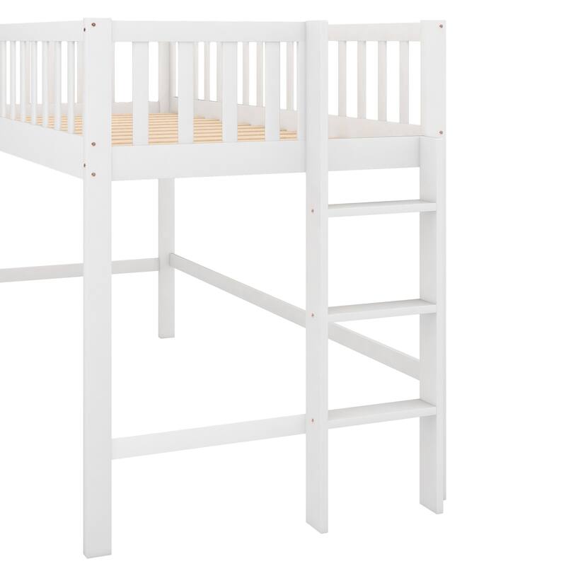 Twin Size Low Loft Bed With Ladder And Slide