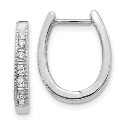 Curata 14k White Gold Diamond Hoop Earrings - 16x13mm Wide 2mm Thick