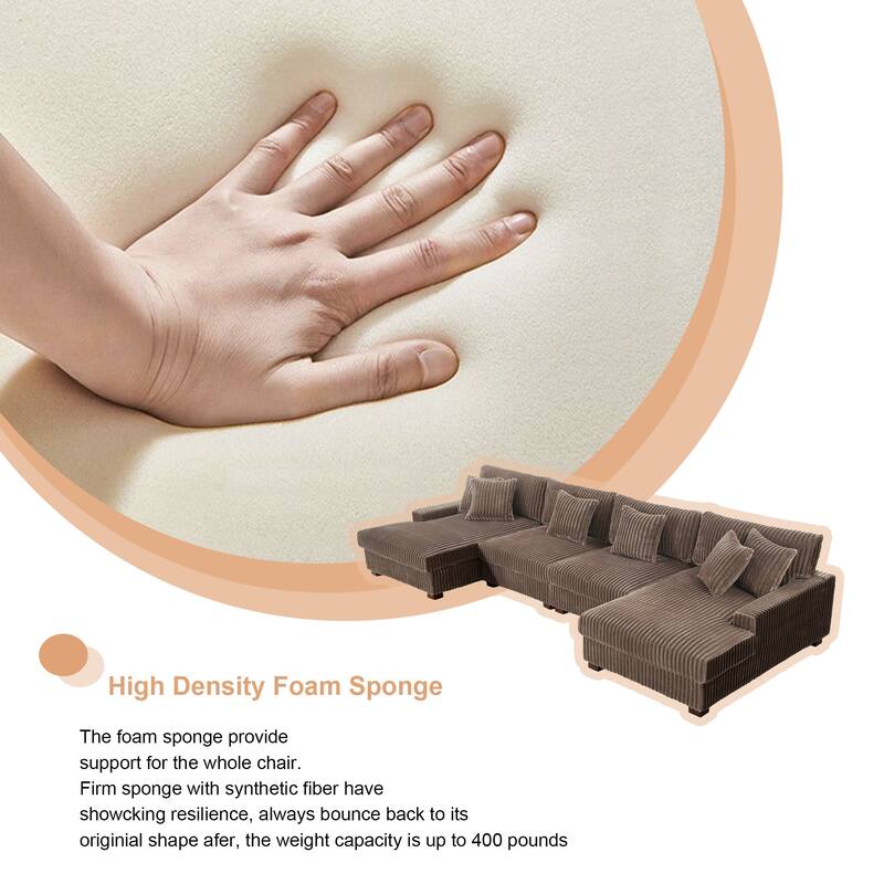 Cotton Flannel 3-Seat Modular Sectional Sofa with Chaise