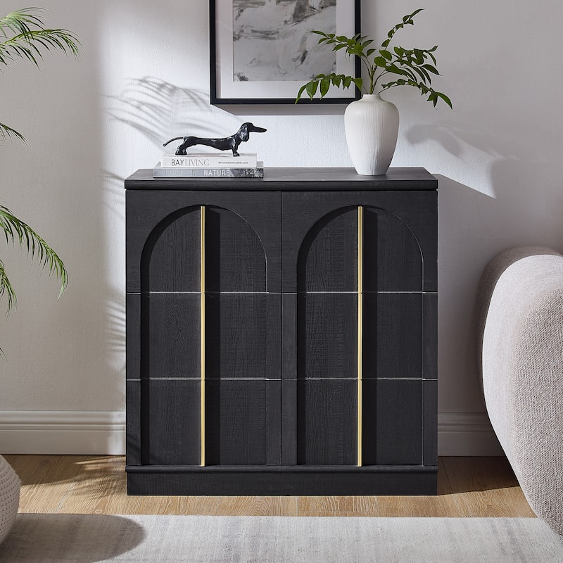 Buffet Cabinet with Arched Doors, Wood Sideboard with Adjustable Shelf