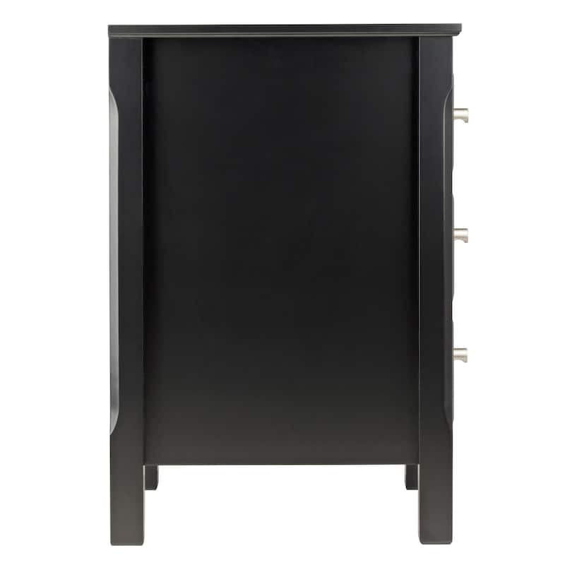 Black Wooden Nightstand Accent Table with 3 Spacious Storage Drawers - 15.75”L x 15.75”W x 23.63”H