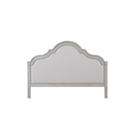 Belhaven Queen Upholstered Panel Headboard in Weathered Plank Finish