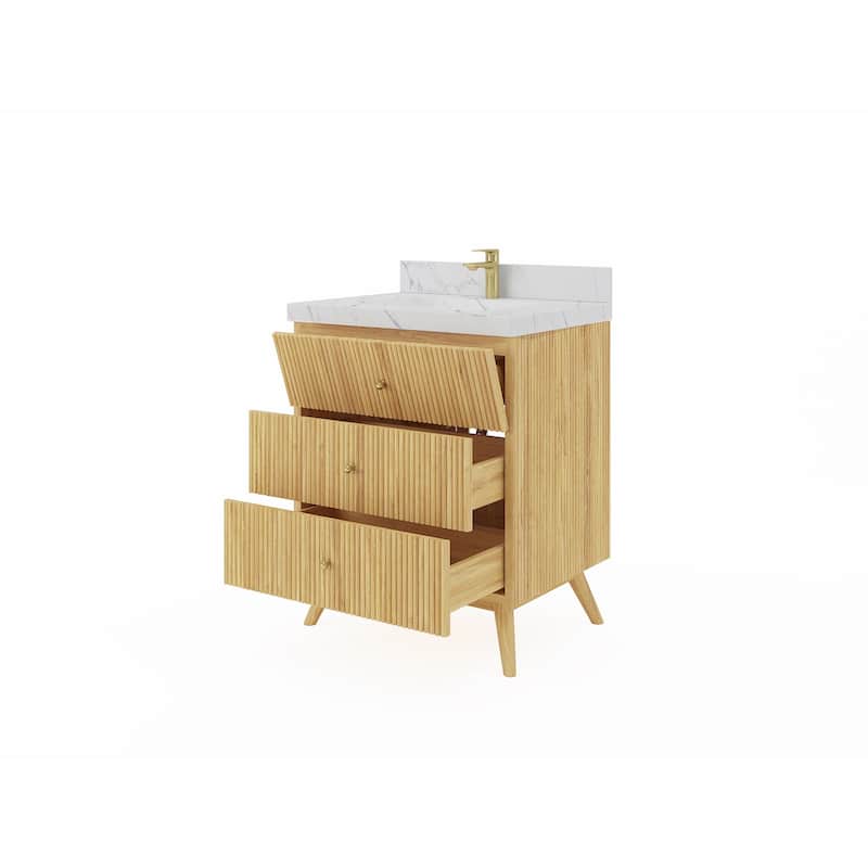 Willow Collections 30 in. W x 22 in. D Pasadena Solid Teak Single Sink Bathroom Vanity with Countertop