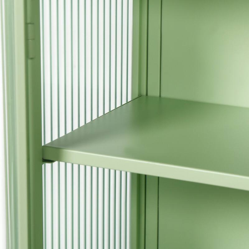 27.56" Kitchen Wall Storage Cabinet with Glass Doors & Three-tier Storage