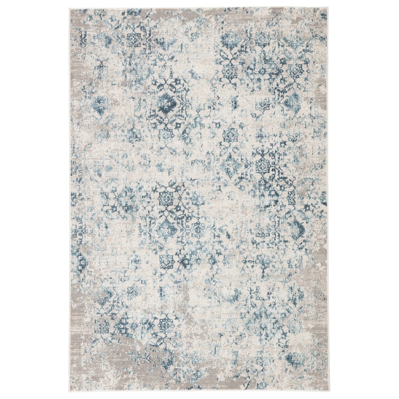 Lise Damask Area Rug - 6' 7" x 9' 6" - Blue/Ivory