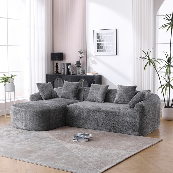 L-Shape Floor Sectional Sofa, Living Room Lounge Recliner Couch