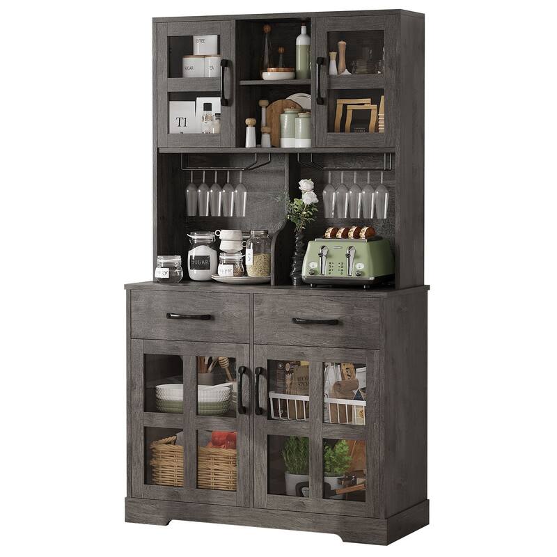 Meyreso 71" Kitchen Pantry Hutch Cabinet with 2 Drawers