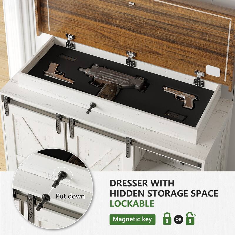 Sideboard With Hidden Gun Lock And Led Lights