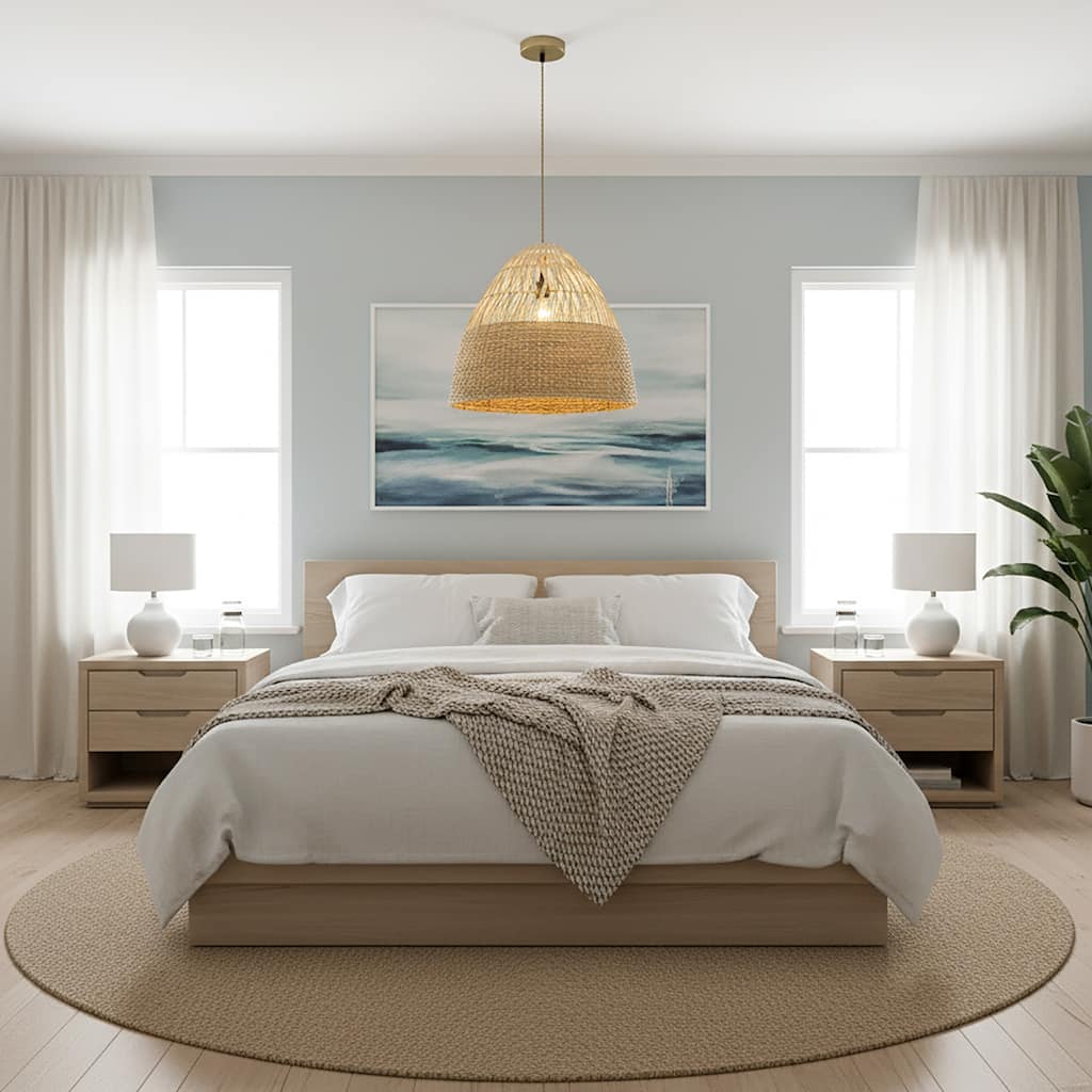 Willa 1-Light Rattan Dome Pendant, Coastal Boho - Handwoven - 20" Wide