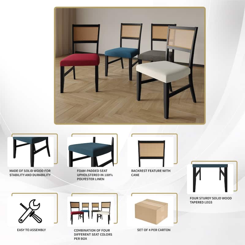 CraftPorch Contemporary 5-Piece Linen Wooden Dining Set
