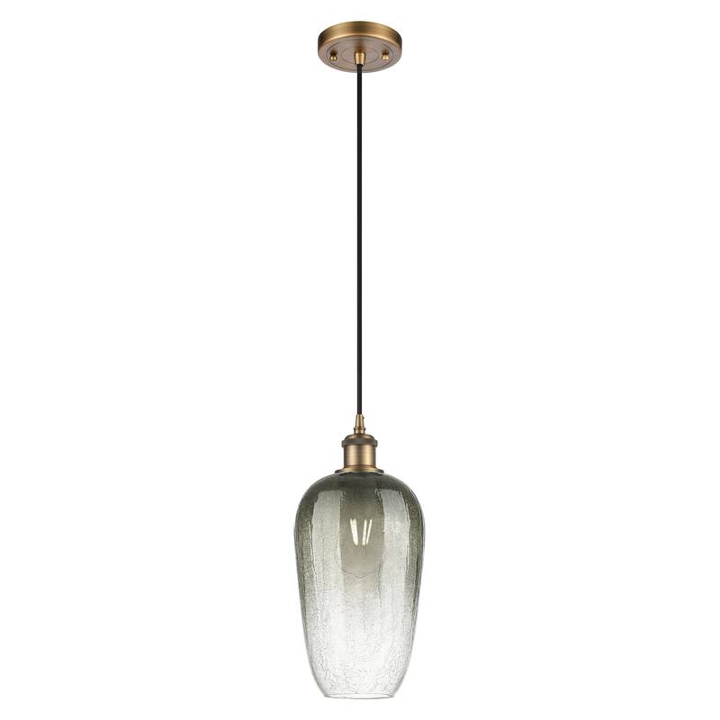 Innovations Lighting Endless Possibilities Ballston - Brookhaven Flute - 1 Light 7" Cord Hung Mini Pendant - Slate/Brushed Brass