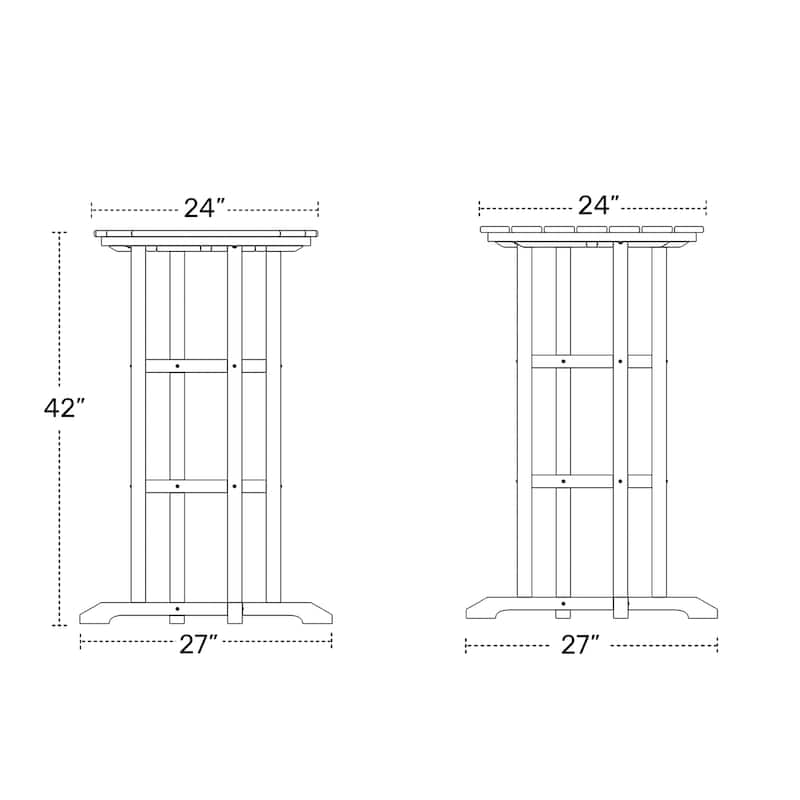 Polytrends Laguna Hdpe All Weather Outdoor Patio 24" Round Bar Bistro Table