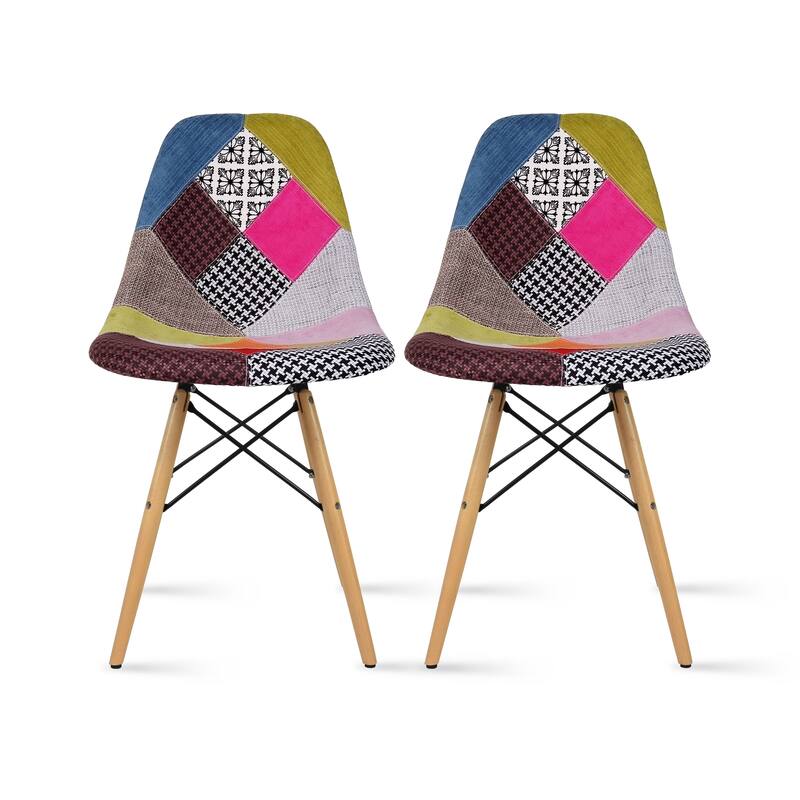 Molded Shell Plastic Eiffel Designer Side Chairs Wood Wooden Metal Legs For Kitchen Hotel Office Desk Guest (Set of 2)