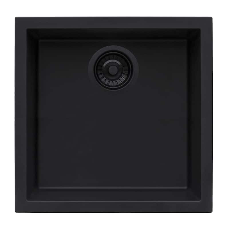 Ruvati 17 x 17 inch Granite Composite Undermount Bar Prep Sink - Midnight Black - RVG2018BK