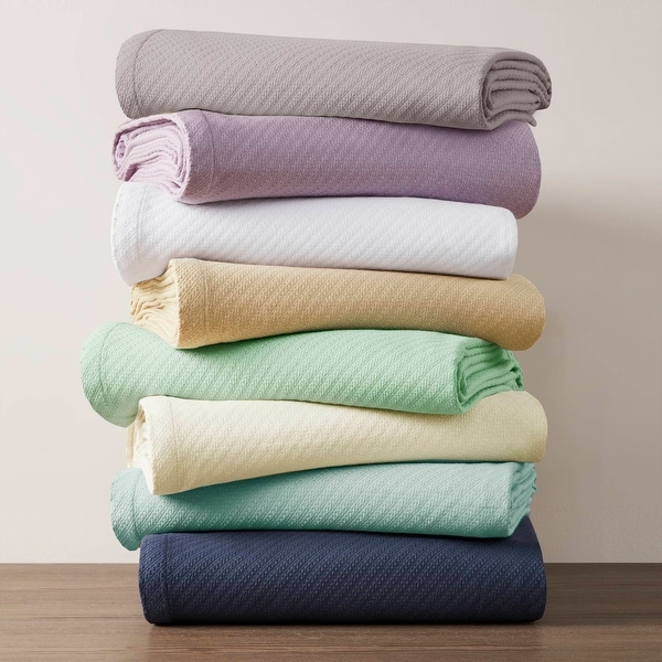 Madison Park Liquid Solid Colored Woven Cotton Blanket - On