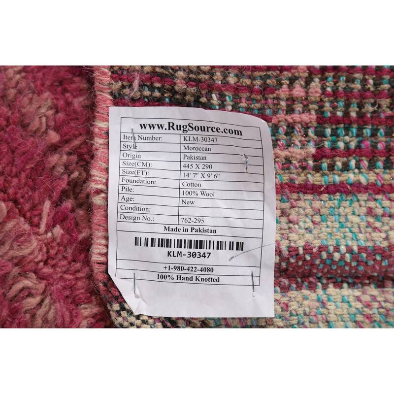 Plush Trellis Moroccan Large Area Rug Handmade Wool Carpet - 9'6" x 14'7"