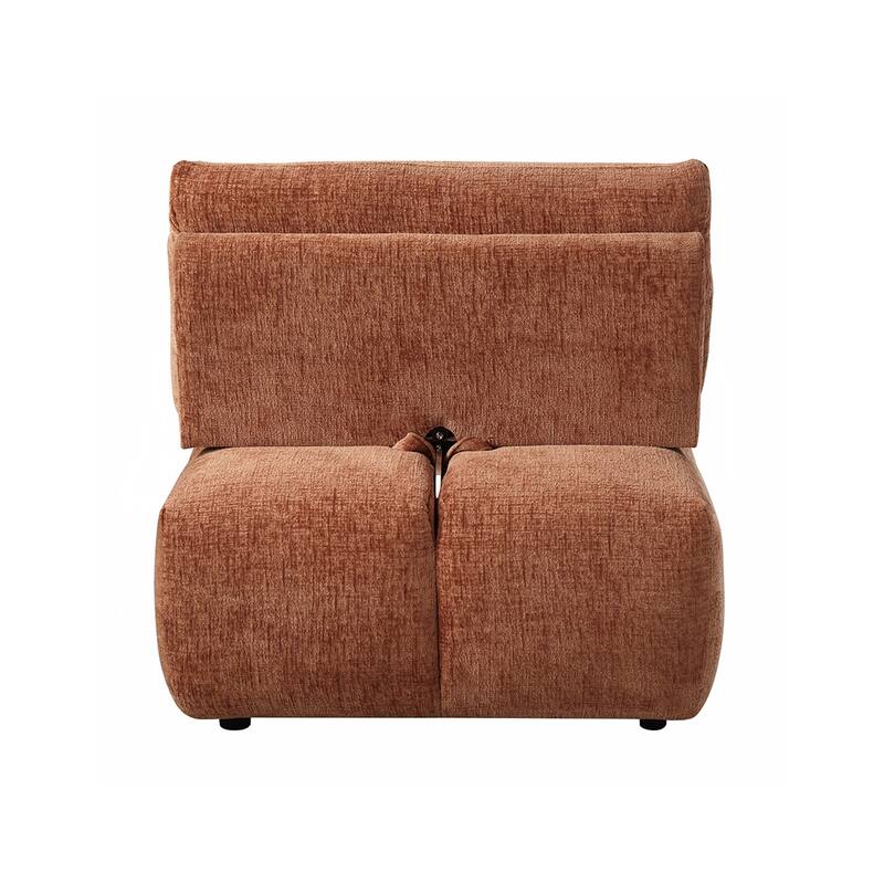 Linen Upholstered Modular Chaise in Coral Red