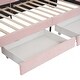 preview thumbnail 7 of 5, Pink+2 Drawers Chenille Upholstered Twin Size Platform Bed with Cartoon Ears Headboard and 2 Drawers