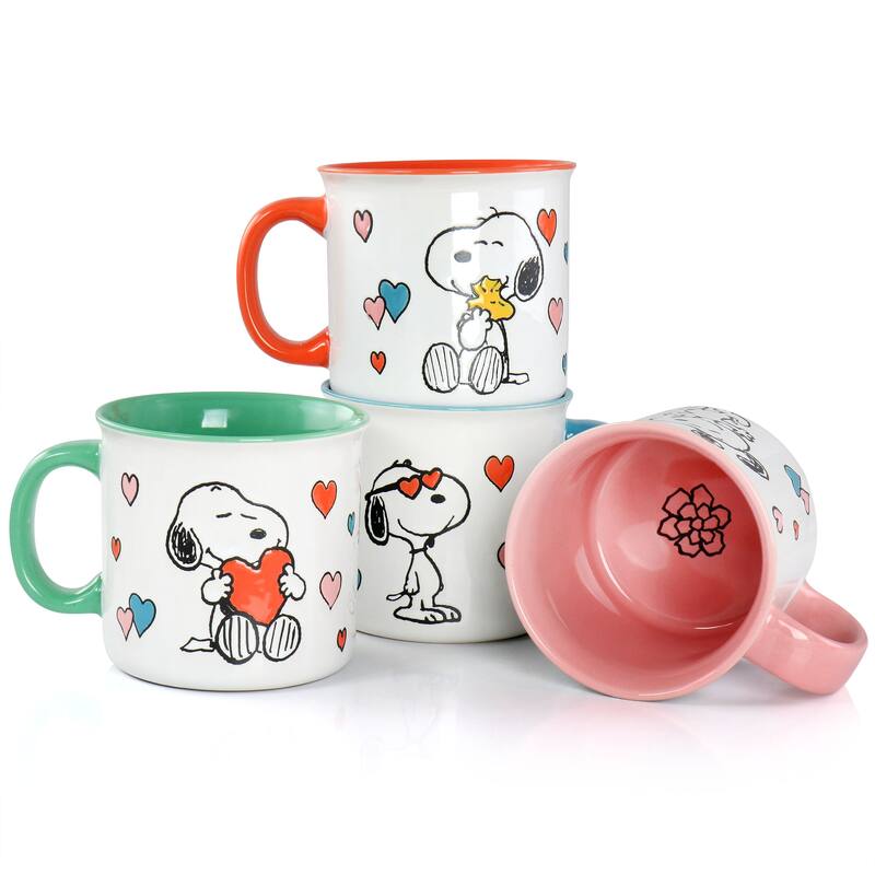 Peanuts Mothers Love 4 Piece 21 Ounce Camper Mug Set in Assorted Designs