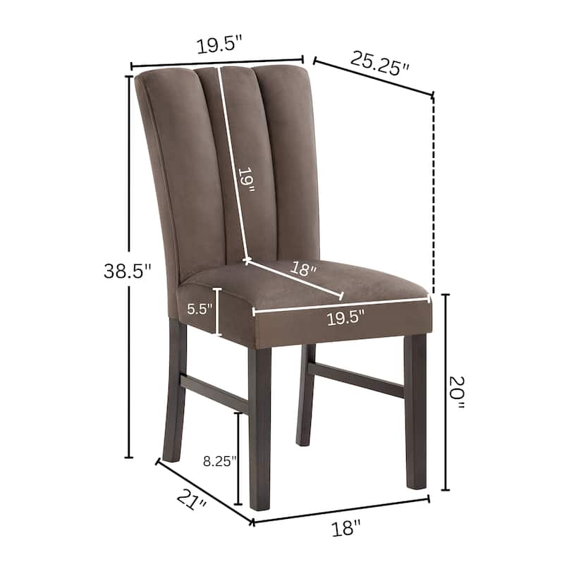 Roundhill Furniture Madison 5-Piece Dining Set, Slat-Fluted Dining Table with 4 Chairs, Chocolate