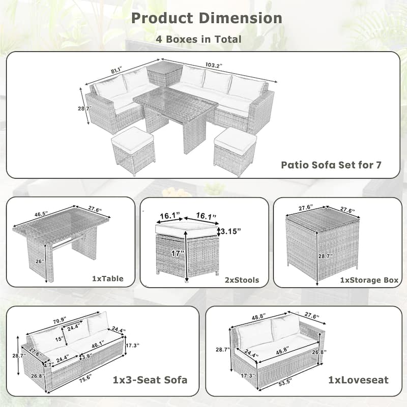 Outdoor 6-Piece All Weather PE Rattan Sofa Set