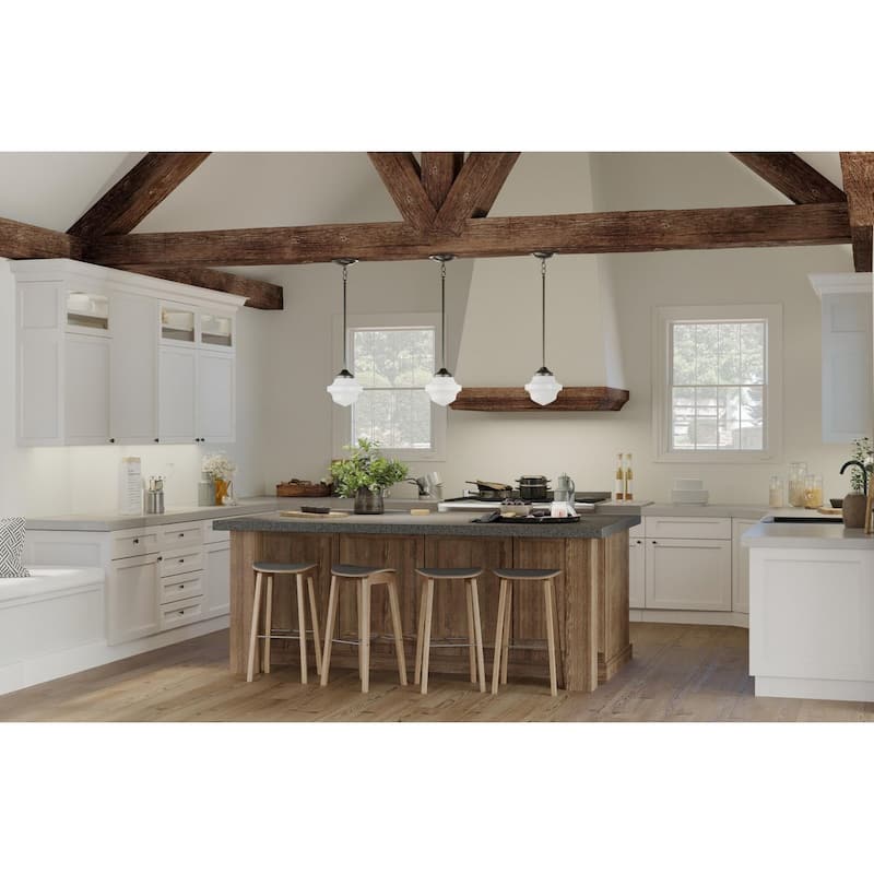 School House Pendant Collection One-Light Matte Black Opal Glass Coastal Mini-Pendant Light - 8 in x 8 in x 9 in